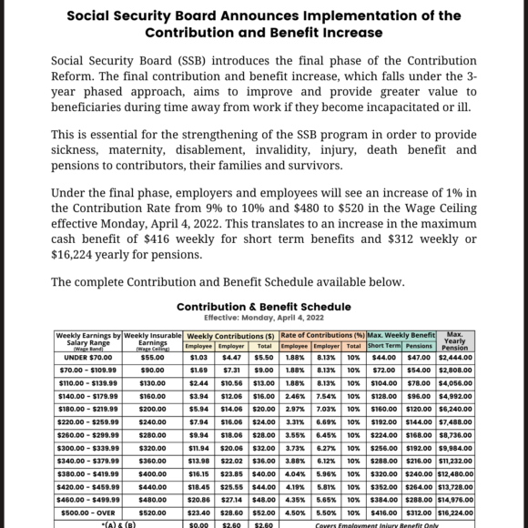 Contributions Social Security Board, Belize